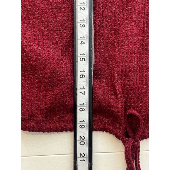 No Boundaries Top Womens Small 3 5 Waffle Knit Pink Burgundy Stripe Casual Shirt - Picture 11 of 15